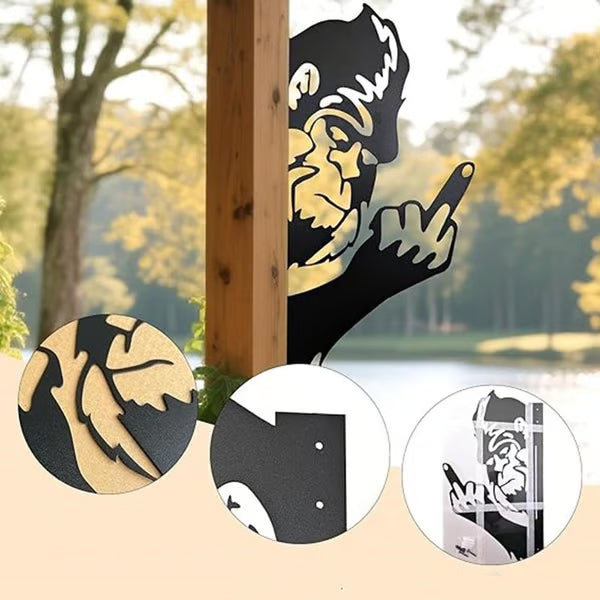 🎉Hot Sale 49% OFF🎉Bigfoot Peeking Metal Sign,Peeping Animal Wall Art Ornament, Hollow Out Animal Shape