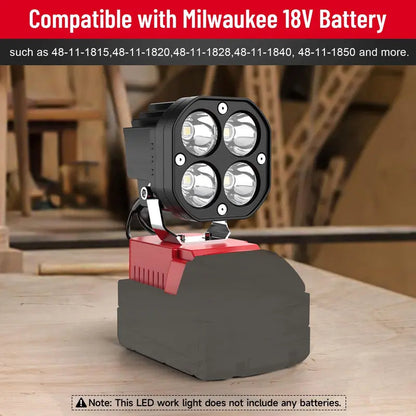 LED Work Light Compatible with Milwaukee 18V Battery/Dewalt 18V&20V Battery