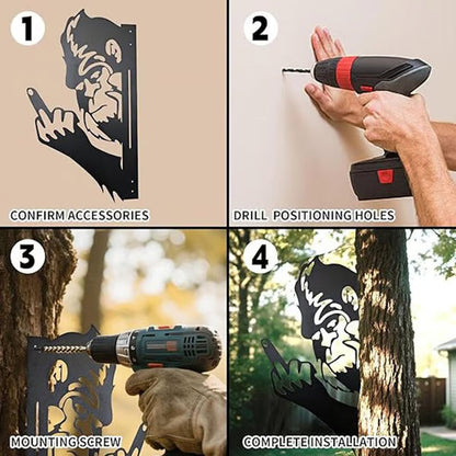 🎉Hot Sale 49% OFF🎉Bigfoot Peeking Metal Sign,Peeping Animal Wall Art Ornament, Hollow Out Animal Shape