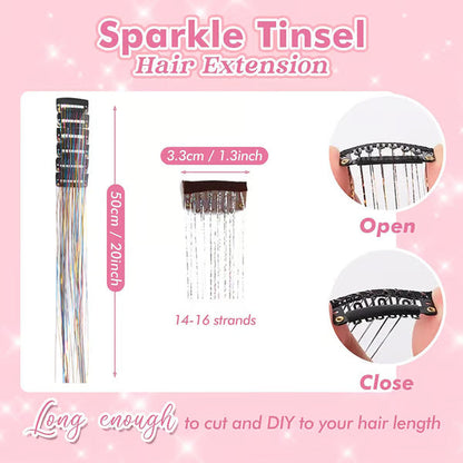 🔥Last Day 49% OFF ✨Clip-in Tinsel Hair Extensions（A set of 12 pieces）