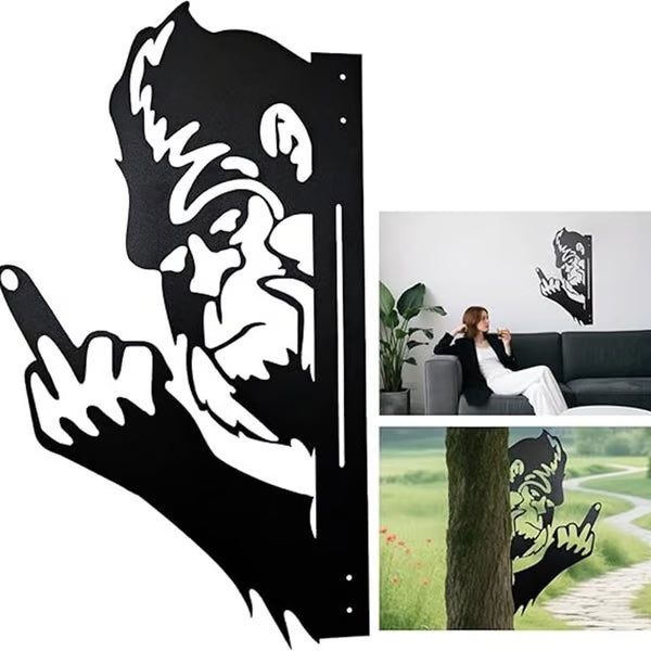 🎉Hot Sale 49% OFF🎉Bigfoot Peeking Metal Sign,Peeping Animal Wall Art Ornament, Hollow Out Animal Shape