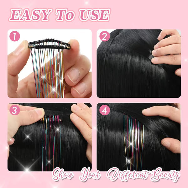 🔥Last Day 49% OFF ✨Clip-in Tinsel Hair Extensions（A set of 12 pieces）