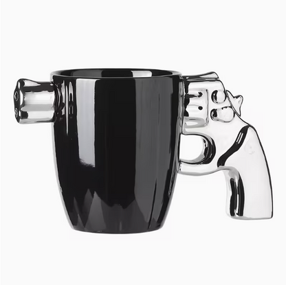 ✅Black & Gold Creative Handle Mug – Unique Ceramic Coffee Cup for Home & Office