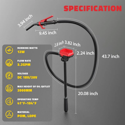 Cordless Fuel Transfer Pump compatible | with DeWalt 20V & Milwaukee 18V Batteries