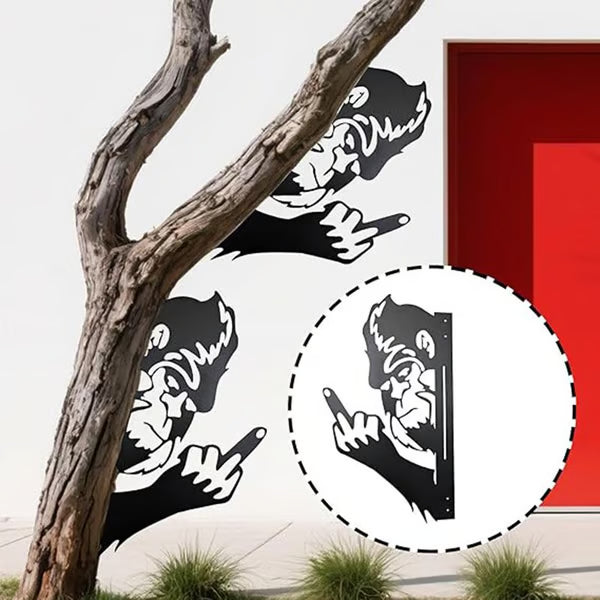 🎉Hot Sale 49% OFF🎉Bigfoot Peeking Metal Sign,Peeping Animal Wall Art Ornament, Hollow Out Animal Shape