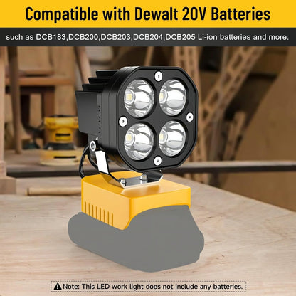 LED Work Light Compatible with Milwaukee 18V Battery/Dewalt 18V&20V Battery
